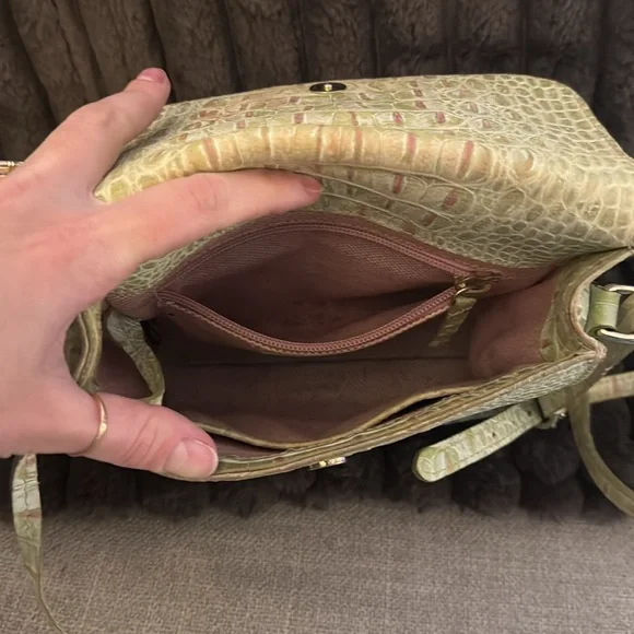 Vintage Dooney & Bourke Purse Orange Canvas Leather Croc Flap Crossbody Bag - Picture 7 of 8